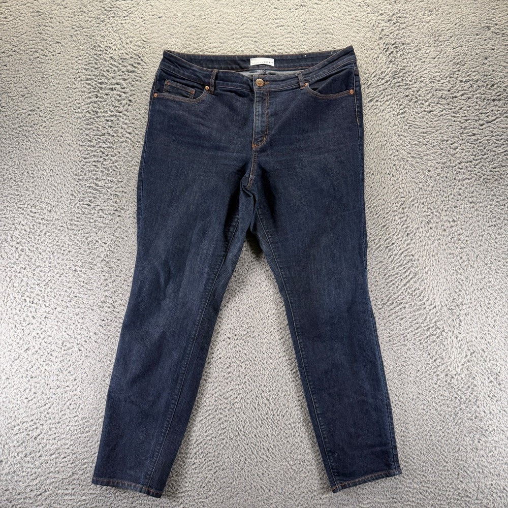Loft‎ Jeans Womens 14 Blue Cotton Denim Skinny Leg Workwear Travel Curvy Stretch